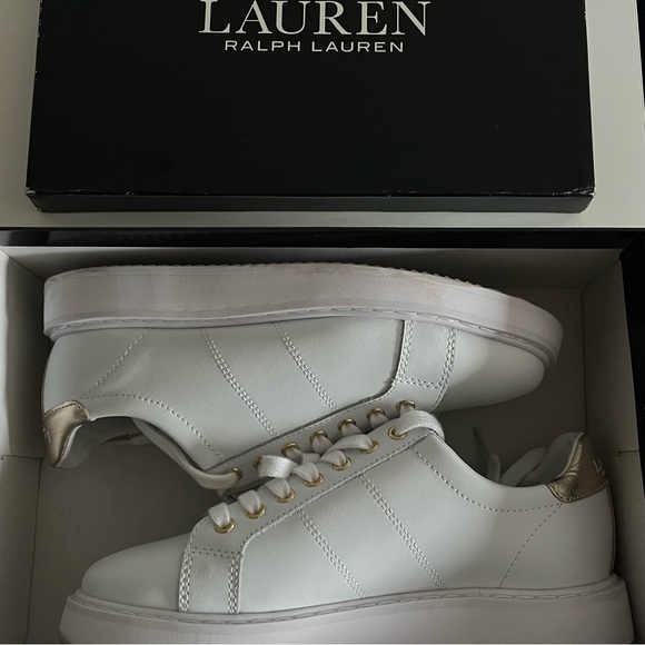 Lauren Ralph Lauren Shoes - Lauren Ralph Lauren White and Gold Sneakers